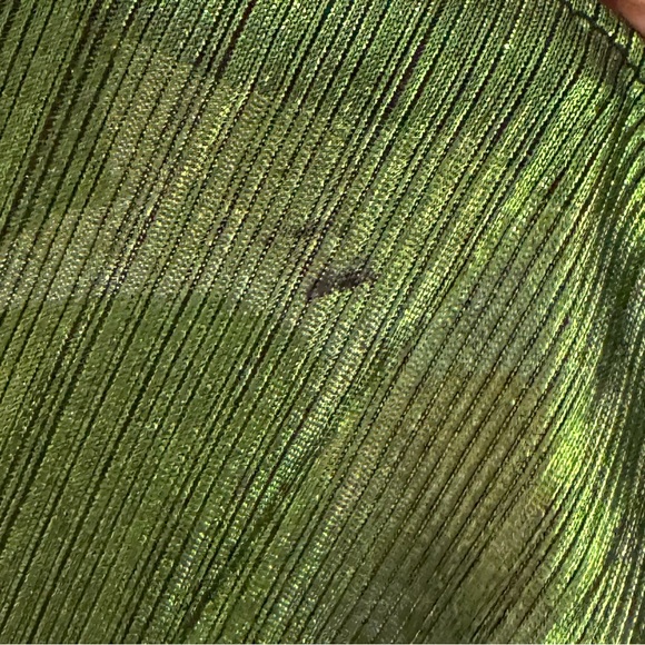 Retrofete Daniele Dress in Lime XS Metallic Green Foil Cocktail Dress W Train - Picture 13 of 14